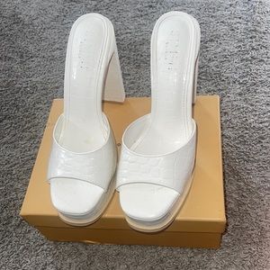 White Croc Printed Heels